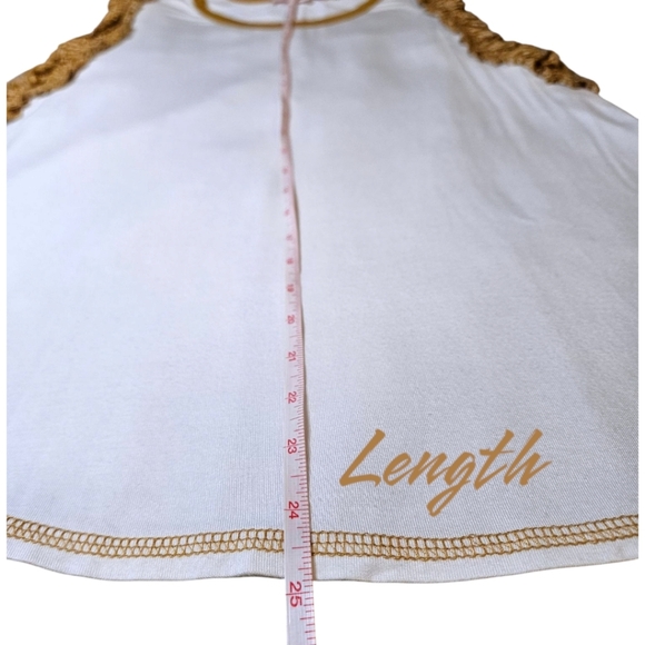 Wmns White Tank W/Tan Ruffle Sleeves Sz M-L Flowy, Super Soft, Stretch, Neutrals - Picture 6 of 8